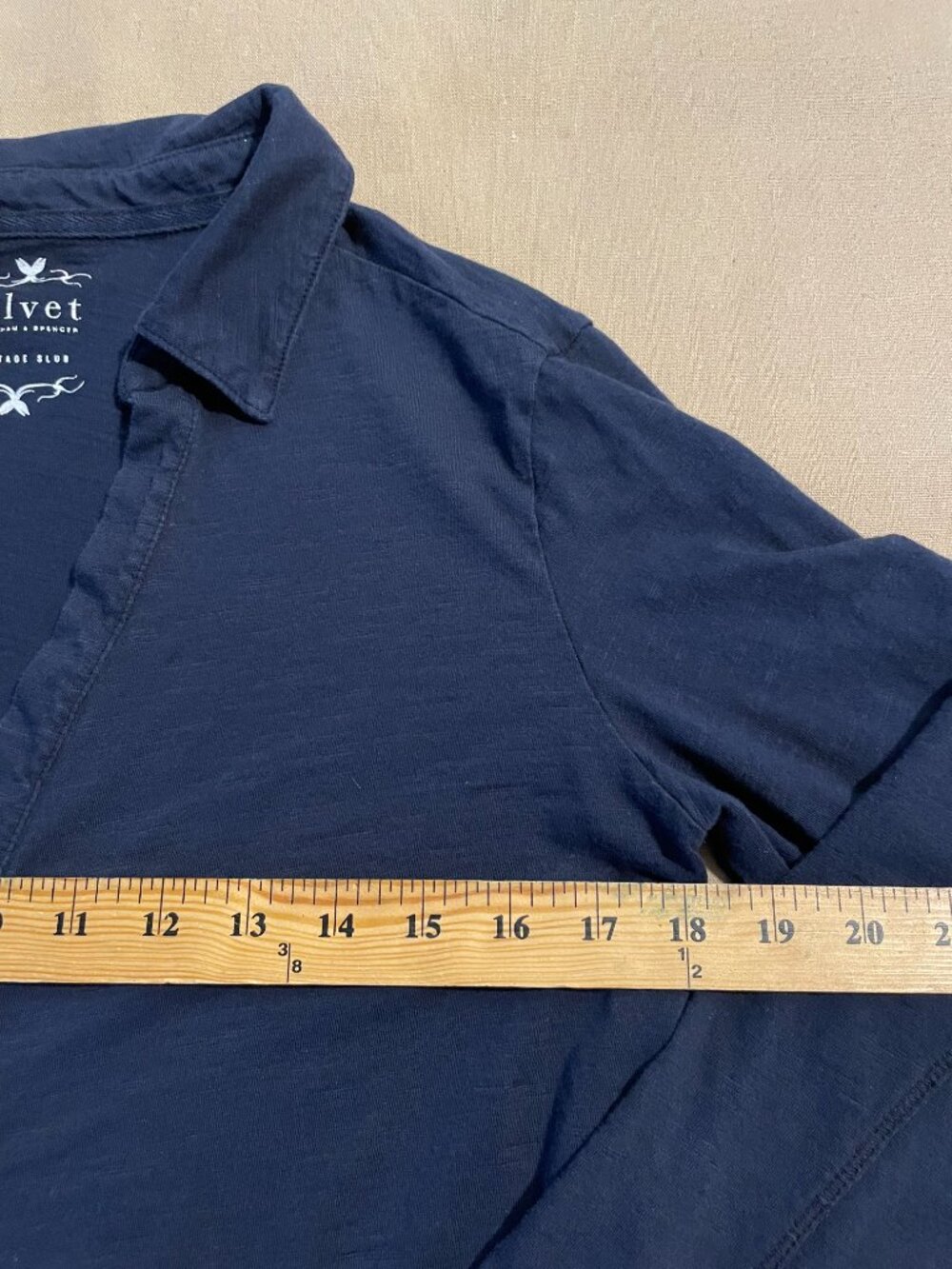 Velvet by Graham and Spencer Vintage Slub Dark Blue Size L Cotton Button Down - Picture 4 of 6